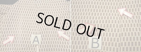 画像8: E1102N 小紋 女性用着物 シルク（正絹）  スモーキーな トープ 幾何学模様 【中古】 【USED】 【リサイクル】 ★★★☆☆ (8)