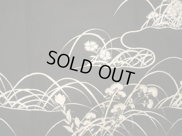 画像9: E1112J 留袖 女性用着物 シルク（正絹）   黒 草 【中古】 【USED】 【リサイクル】 ★★☆☆☆ (9)