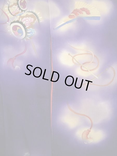 画像3: E423A 訪問着 女性用着物 シルク(正絹)   紫 楽器 【中古】 【USED】 【リサイクル】 ★★★☆☆ (3)