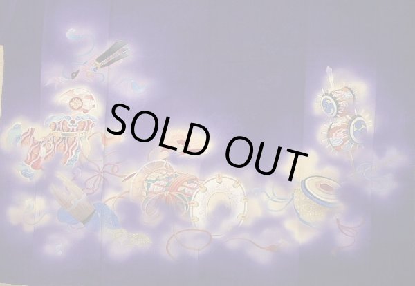 画像10: E423A 訪問着 女性用着物 シルク(正絹)   紫 楽器 【中古】 【USED】 【リサイクル】 ★★★☆☆ (10)