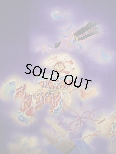 画像11: E423A 訪問着 女性用着物 シルク(正絹)   紫 楽器 【中古】 【USED】 【リサイクル】 ★★★☆☆ (11)