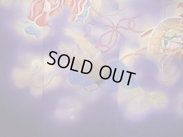 画像12: E423A 訪問着 女性用着物 シルク(正絹)   紫 楽器 【中古】 【USED】 【リサイクル】 ★★★☆☆ (12)