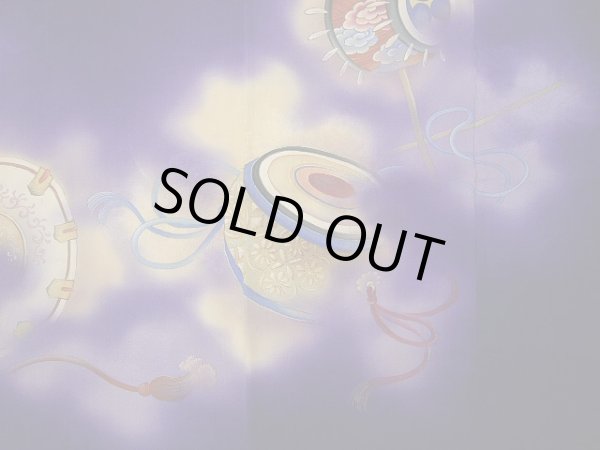 画像14: E423A 訪問着 女性用着物 シルク(正絹)   紫 楽器 【中古】 【USED】 【リサイクル】 ★★★☆☆ (14)