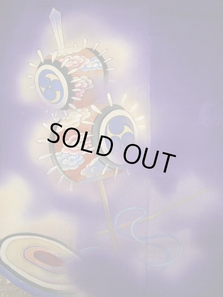 画像15: E423A 訪問着 女性用着物 シルク(正絹)   紫 楽器 【中古】 【USED】 【リサイクル】 ★★★☆☆ (15)