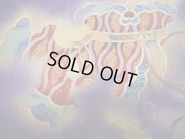 画像18: E423A 訪問着 女性用着物 シルク(正絹)   紫 楽器 【中古】 【USED】 【リサイクル】 ★★★☆☆ (18)