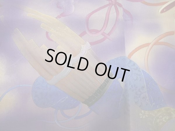 画像19: E423A 訪問着 女性用着物 シルク(正絹)   紫 楽器 【中古】 【USED】 【リサイクル】 ★★★☆☆ (19)