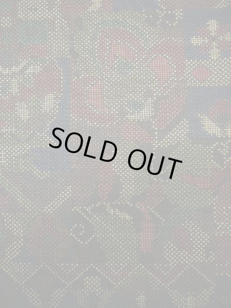 画像7: E706L 大島紬 女性用着物 シルク（正絹）  スモーキーな ネイビー（紺） 花 【中古】 【USED】 【リサイクル】 ★★★☆☆ (7)