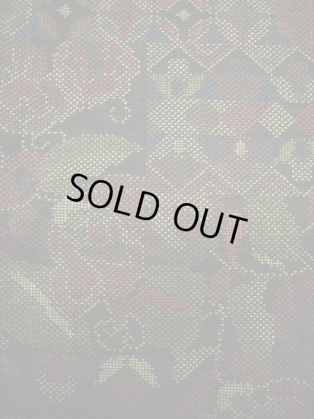 画像8: E706L 大島紬 女性用着物 シルク（正絹）  スモーキーな ネイビー（紺） 花 【中古】 【USED】 【リサイクル】 ★★★☆☆ (8)