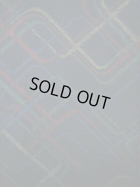 画像4: F0115S 紬 女性用着物 シルク（正絹）  ダークな 青 ジグザグ 【中古】 【USED】 【リサイクル】 ★★★★☆ (4)