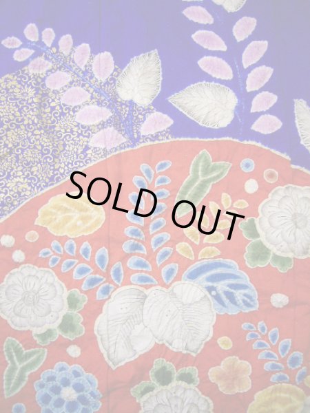 画像5: F0210A 掛下 女性用着物 シルク（正絹）  明るい ネイビー（紺） 菊 【中古】 【USED】 【リサイクル】 ★★★★☆ (5)