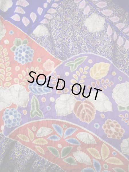 画像8: F0210A 掛下 女性用着物 シルク（正絹）  明るい ネイビー（紺） 菊 【中古】 【USED】 【リサイクル】 ★★★★☆ (8)