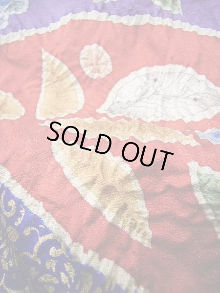 画像11: F0210A 掛下 女性用着物 シルク（正絹）  明るい ネイビー（紺） 菊 【中古】 【USED】 【リサイクル】 ★★★★☆ (11)