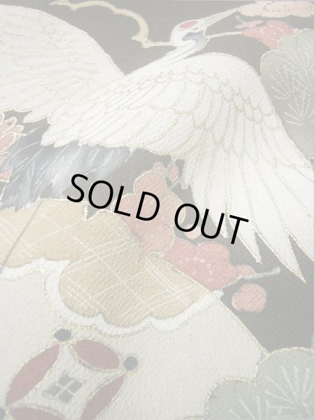 画像15: F0425G 留袖 女性用着物 シルク（正絹）  スモーキーな 黒 鶴 【中古】 【USED】 【リサイクル】 ★★☆☆☆ (15)