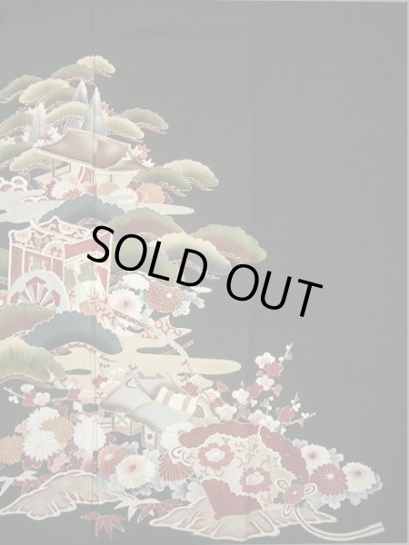 画像5: F0425H 留袖 女性用着物 シルク(正絹)   黒 御所車 【中古】 【USED】 【リサイクル】 ★★★☆☆ (5)