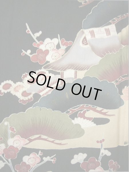 画像13: F0425H 留袖 女性用着物 シルク(正絹)   黒 御所車 【中古】 【USED】 【リサイクル】 ★★★☆☆ (13)