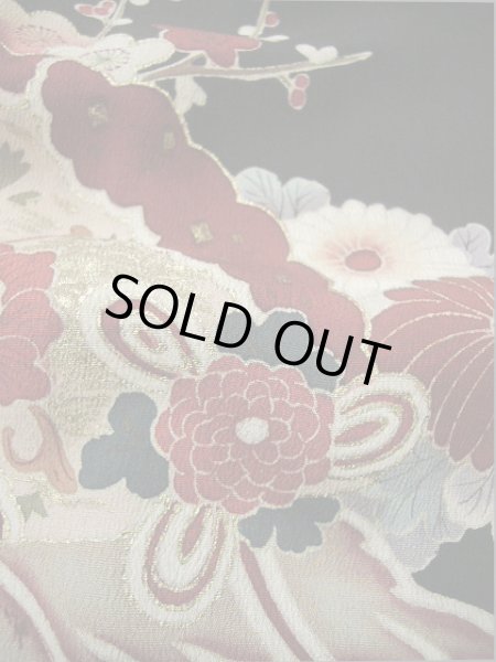 画像17: F0425H 留袖 女性用着物 シルク(正絹)   黒 御所車 【中古】 【USED】 【リサイクル】 ★★★☆☆ (17)