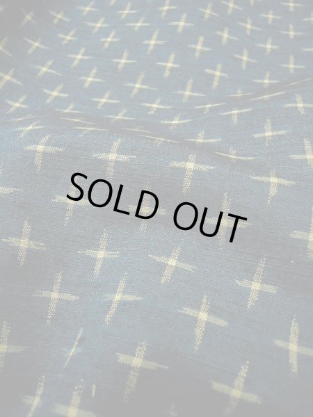 画像6: F0512Y 単衣 女性用着物 シルク(正絹)  ダークな ティール(青緑) 十字 【中古】 【USED】 【リサイクル】 ★★★★☆ (6)