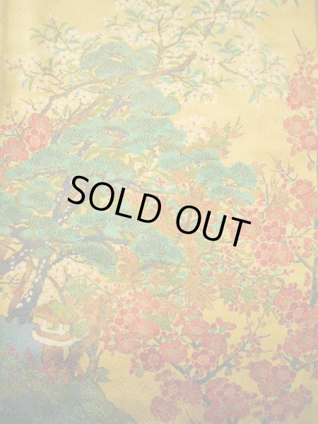 画像4: F0525U 小紋 女性用着物 シルク(正絹)  シャイニーな 山吹 梅 【中古】 【USED】 【リサイクル】 ★★★★☆ (4)