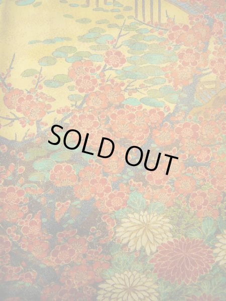 画像7: F0525U 小紋 女性用着物 シルク(正絹)  シャイニーな 山吹 梅 【中古】 【USED】 【リサイクル】 ★★★★☆ (7)