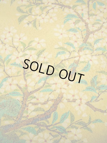 画像10: F0525U 小紋 女性用着物 シルク(正絹)  シャイニーな 山吹 梅 【中古】 【USED】 【リサイクル】 ★★★★☆ (10)