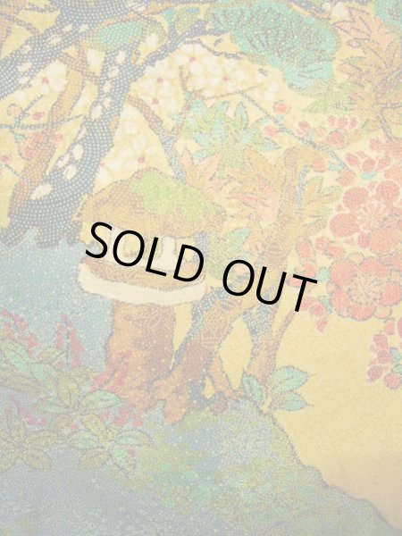 画像11: F0525U 小紋 女性用着物 シルク(正絹)  シャイニーな 山吹 梅 【中古】 【USED】 【リサイクル】 ★★★★☆ (11)