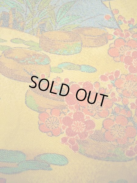 画像12: F0525U 小紋 女性用着物 シルク(正絹)  シャイニーな 山吹 梅 【中古】 【USED】 【リサイクル】 ★★★★☆ (12)