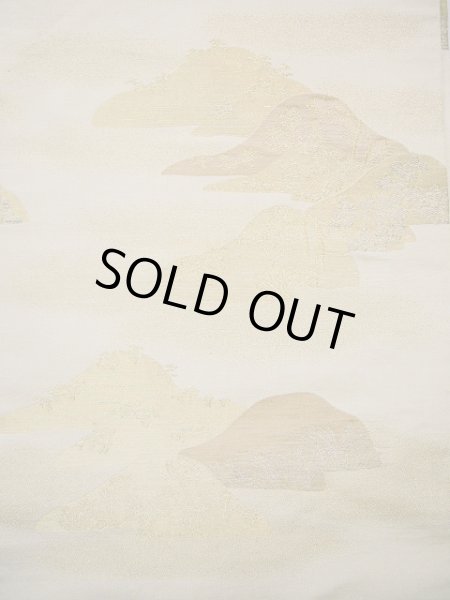 画像6: F0627M 丸帯 川島織物謹製 リバーシブル シルク(正絹)  シャイニーな オフ ホワイト 山 【中古】 【USED】 【リサイクル】 ★★★☆☆ (6)