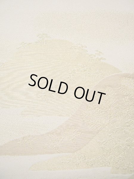 画像9: F0627M 丸帯 川島織物謹製 リバーシブル シルク(正絹)  シャイニーな オフ ホワイト 山 【中古】 【USED】 【リサイクル】 ★★★☆☆ (9)