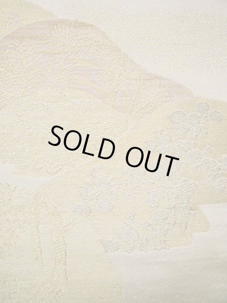 画像10: F0627M 丸帯 川島織物謹製 リバーシブル シルク(正絹)  シャイニーな オフ ホワイト 山 【中古】 【USED】 【リサイクル】 ★★★☆☆ (10)