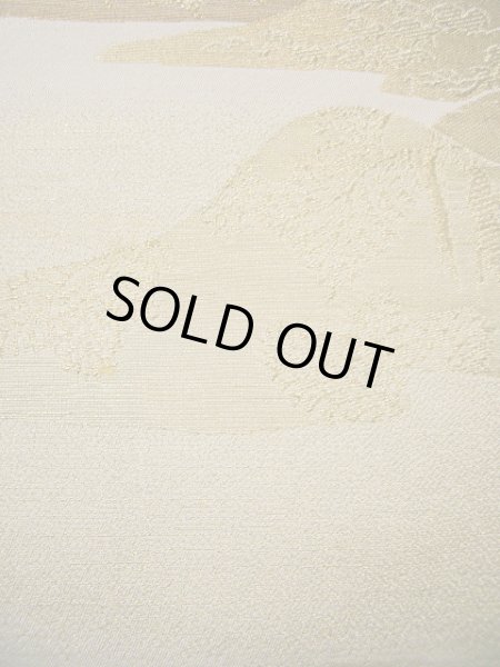 画像11: F0627M 丸帯 川島織物謹製 リバーシブル シルク(正絹)  シャイニーな オフ ホワイト 山 【中古】 【USED】 【リサイクル】 ★★★☆☆ (11)