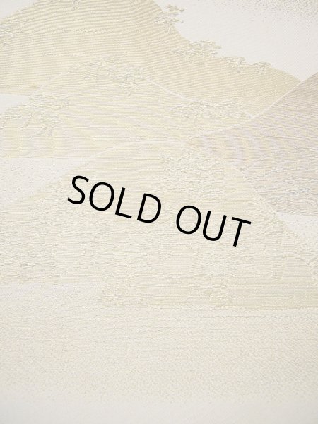 画像14: F0627M 丸帯 川島織物謹製 リバーシブル シルク(正絹)  シャイニーな オフ ホワイト 山 【中古】 【USED】 【リサイクル】 ★★★☆☆ (14)