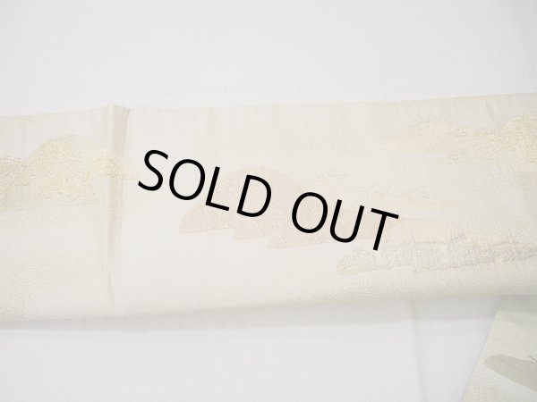 画像16: F0627M 丸帯 川島織物謹製 リバーシブル シルク(正絹)  シャイニーな オフ ホワイト 山 【中古】 【USED】 【リサイクル】 ★★★☆☆ (16)