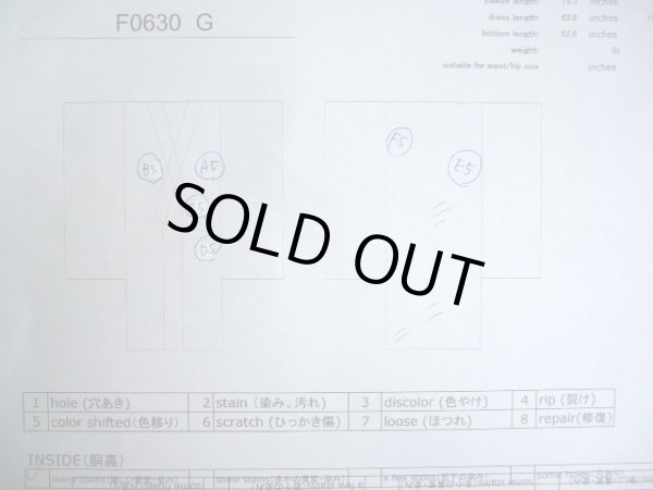 画像11: F0630G 大島紬 女性用着物 経緯併用(たてよこへいよう)絣 シルク（正絹）   グレー（灰色）, 菱 【中古】 【USED】 【リサイクル】 ★★★☆☆ (11)