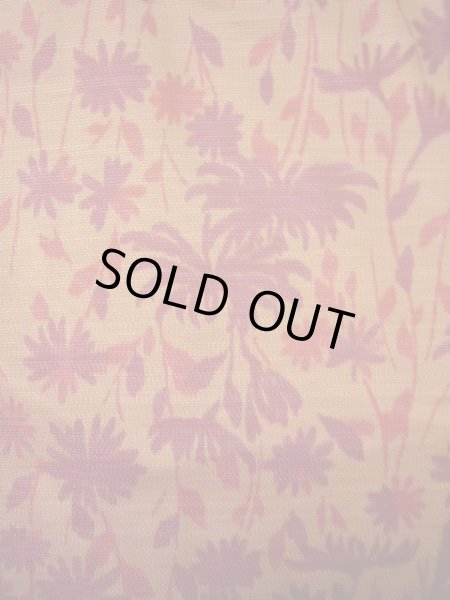 画像4: F1025K 大島紬 女性用着物 縦横絣 縦横絣 シルク(正絹)  スモーキーな オレンジ, 花 【中古】 【USED】 【リサイクル】 ★★★★☆ (4)