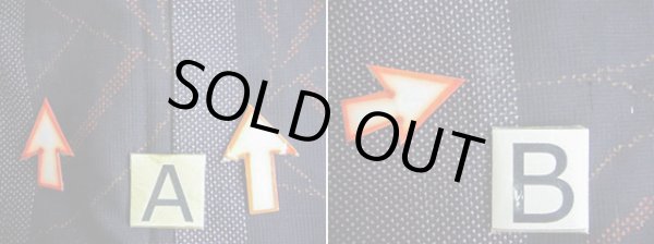 画像11: F1025S 大島紬 女性用着物 縦横絣 縦横絣 シルク(正絹)   黒, 縞 【中古】 【USED】 【リサイクル】 ★★★☆☆ (11)