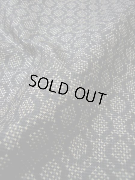 画像6: F1025T 大島紬 女性用着物 縦横絣 縦横絣 シルク(正絹) ダークな 青みのある 黒, 丸 【中古】 【USED】 【リサイクル】 ★★☆☆☆ (6)