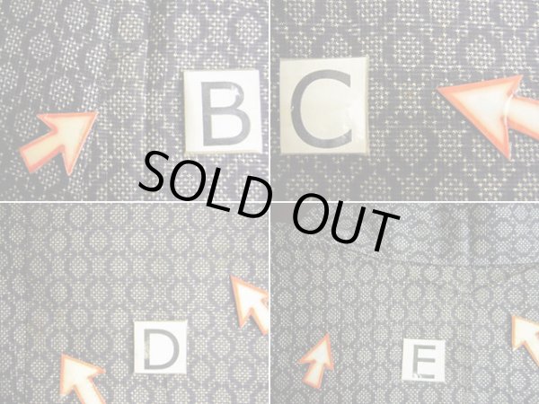 画像11: F1025T 大島紬 女性用着物 縦横絣 縦横絣 シルク(正絹) ダークな 青みのある 黒, 丸 【中古】 【USED】 【リサイクル】 ★★☆☆☆ (11)