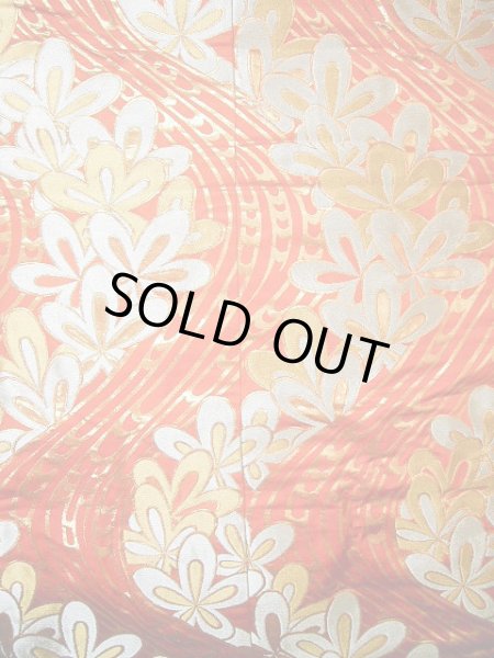 画像5: F1202B 打掛 女性用着物  シルク（正絹）  深い オレンジ, 花 【中古】 【USED】 【リサイクル】 ★★★★☆ (5)