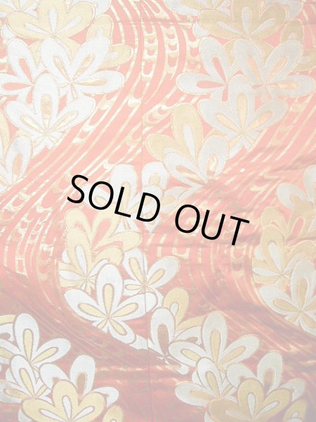 画像6: F1202B 打掛 女性用着物  シルク（正絹）  深い オレンジ, 花 【中古】 【USED】 【リサイクル】 ★★★★☆ (6)