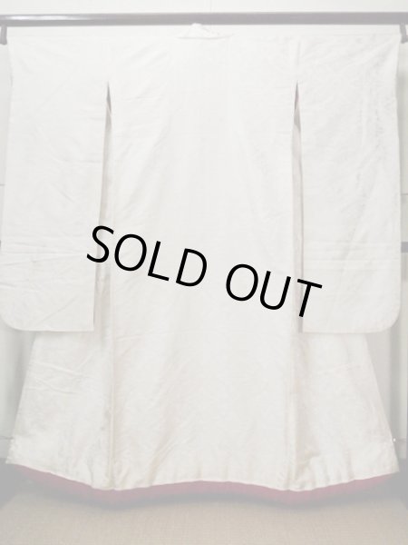 画像1: F1202J 打掛 女性用着物  シルク（正絹）  スモーキーな オフ　ホワイト, 花菱 【中古】 【USED】 【リサイクル】 ★☆☆☆☆ (1)