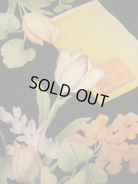 画像6: G0302Z 小紋 女性用着物 金紗縮緬、振袖リメイク シルク(正絹)  ダークな 紫, チューリップ 【中古】 【USED】 【リサイクル】 ★★★☆☆ (6)