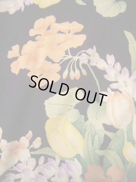 画像7: G0302Z 小紋 女性用着物 金紗縮緬、振袖リメイク シルク(正絹)  ダークな 紫, チューリップ 【中古】 【USED】 【リサイクル】 ★★★☆☆ (7)