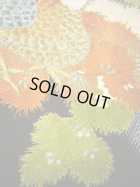 画像8: G0508H 黒留袖 女性用着物 家紋:桐 シルク(正絹)   黒, 雉 【中古】 【USED】 【リサイクル】 ★☆☆☆☆ (8)