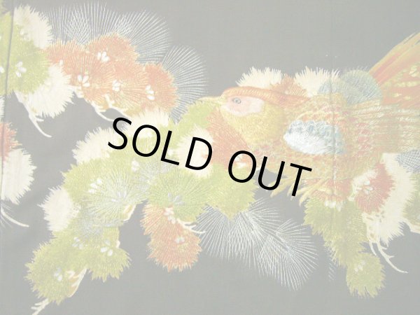 画像10: G0508H 黒留袖 女性用着物 家紋:桐 シルク(正絹)   黒, 雉 【中古】 【USED】 【リサイクル】 ★☆☆☆☆ (10)