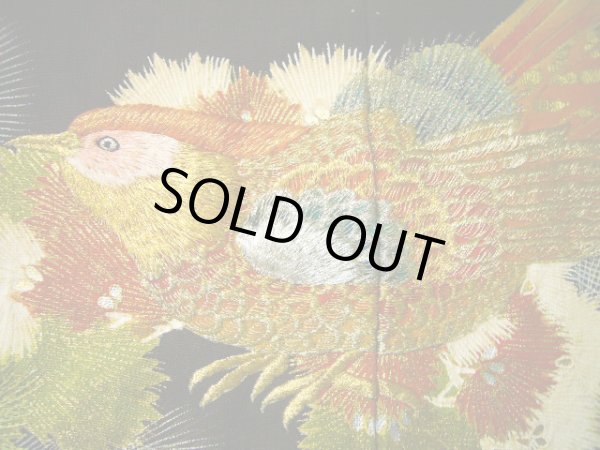 画像13: G0508H 黒留袖 女性用着物 家紋:桐 シルク(正絹)   黒, 雉 【中古】 【USED】 【リサイクル】 ★☆☆☆☆ (13)