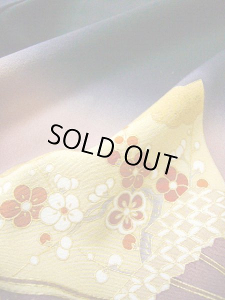 画像20: G0508R 黒留袖 女性用着物 家紋：蔦 シルク（正絹）   黒, 菊 【中古】 【USED】 【リサイクル】 ★★☆☆☆ (20)