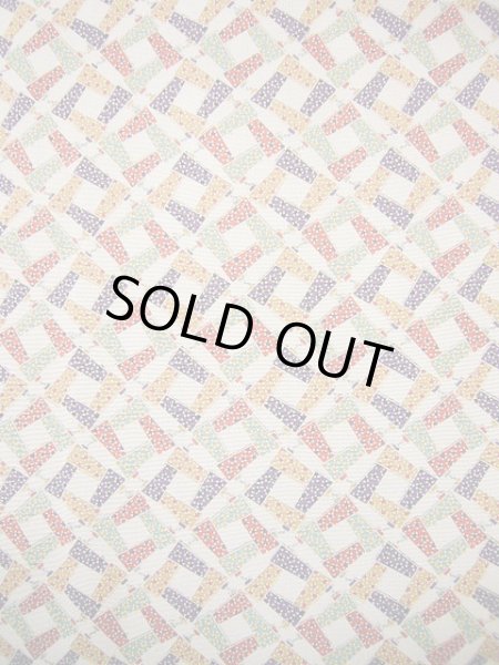 画像3: G0526I 小紋 女性用着物  シルク（正絹）   オフ　ホワイト, 扇 【中古】 【USED】 【リサイクル】 ★★★★☆ (3)