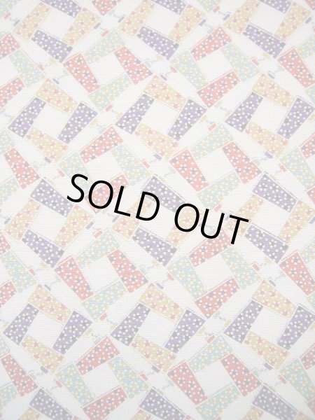 画像5: G0526I 小紋 女性用着物  シルク（正絹）   オフ　ホワイト, 扇 【中古】 【USED】 【リサイクル】 ★★★★☆ (5)