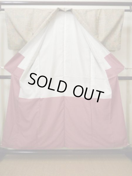 画像2: G0526R 小紋 女性用着物 染大島紬 シルク(正絹) クリーミーな 薄い トープ, 抽象的模様 スモーキーな【中古】 【USED】 【リサイクル】 ★★★★☆ (2)