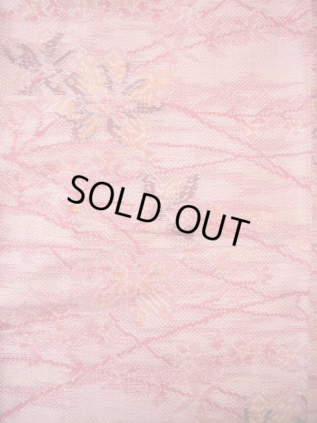 画像3: G0601Y 十日町紬 女性用着物  シルク(正絹)   ピンク, 花 【中古】 【USED】 【リサイクル】 ★★★☆☆ (3)